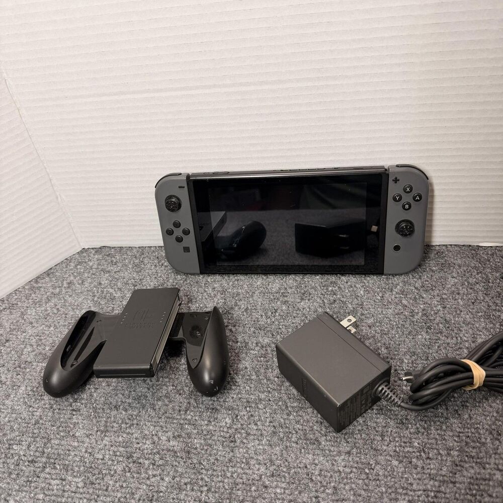 Nintendo Switch Console HAC-001 128GB Gray Joy-Con Charger Tested System